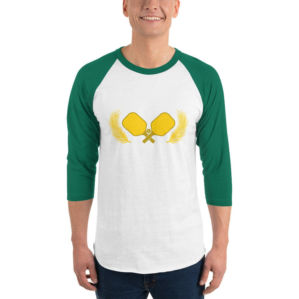 Men's Gold Pickleball 3/4 sleeve raglan shirt