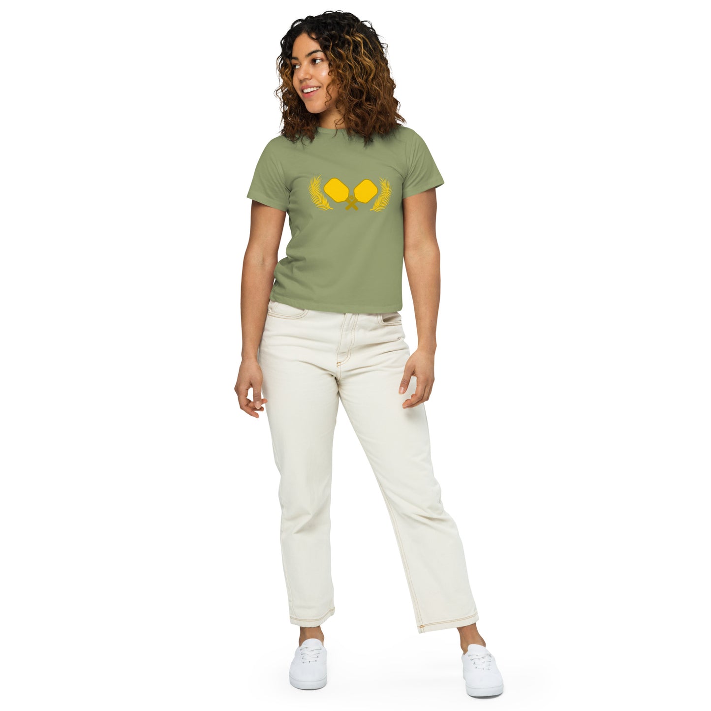 Gold Pickleball Women’s high-waisted t-shirt